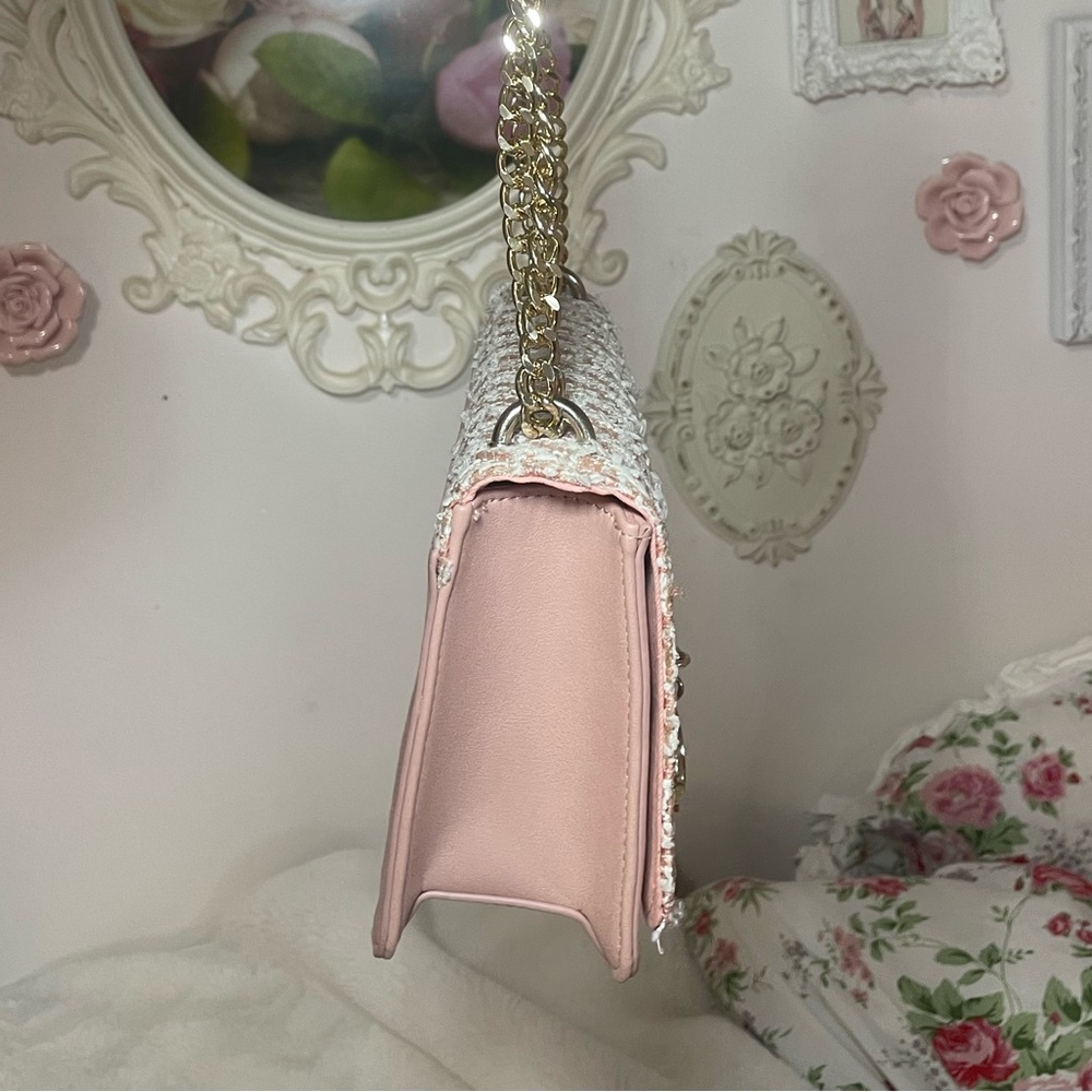 Guess pink tweed shoulder purse - Picture 3 of 5